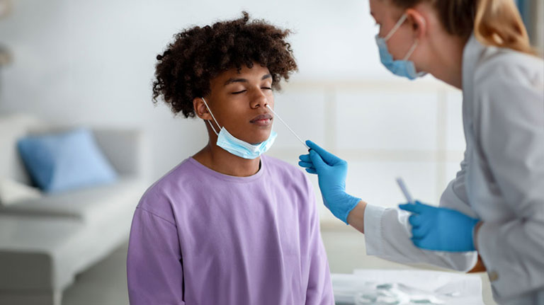 covid-19 person at doctor