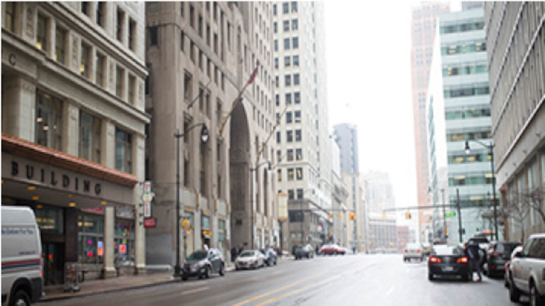 downtown city street view