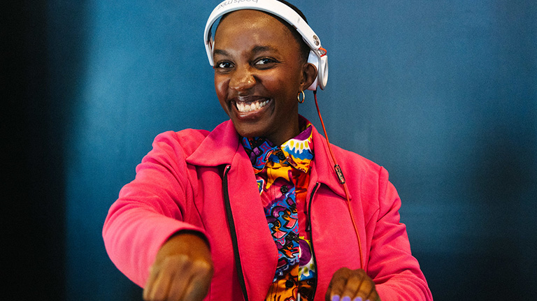 Woman with headphones